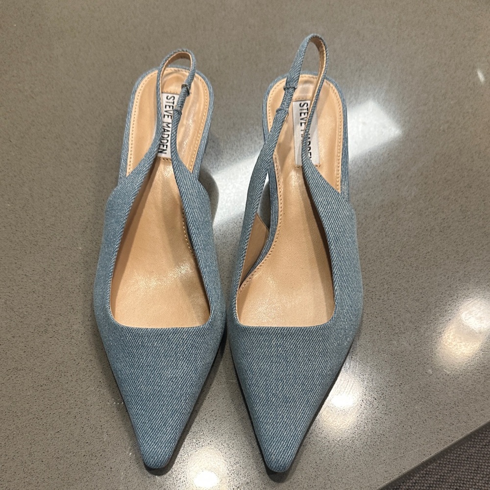 Steve Madden Denim Blue Slingback Heels